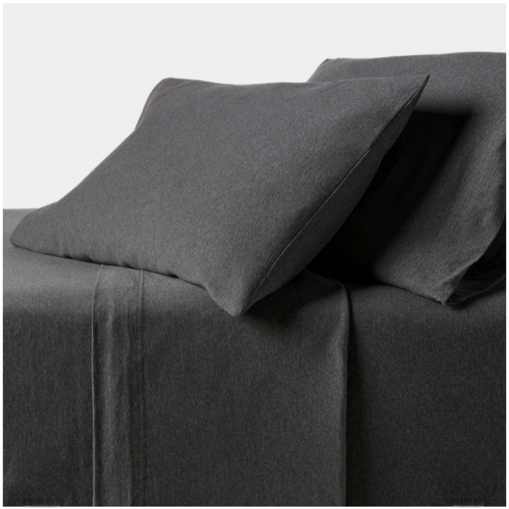 Threshold Twin Cotton Jersey Sheet Set Heather Charcoal